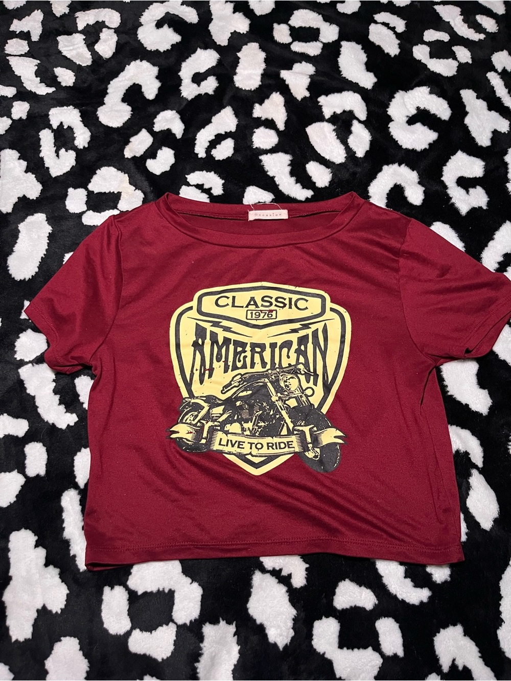 Burgundy 'Live to Ride' Graphic Tee